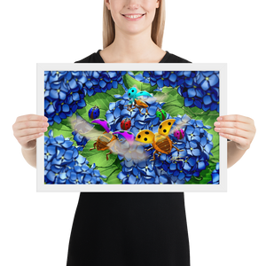 Framed Hydrangea Ladybug Poster