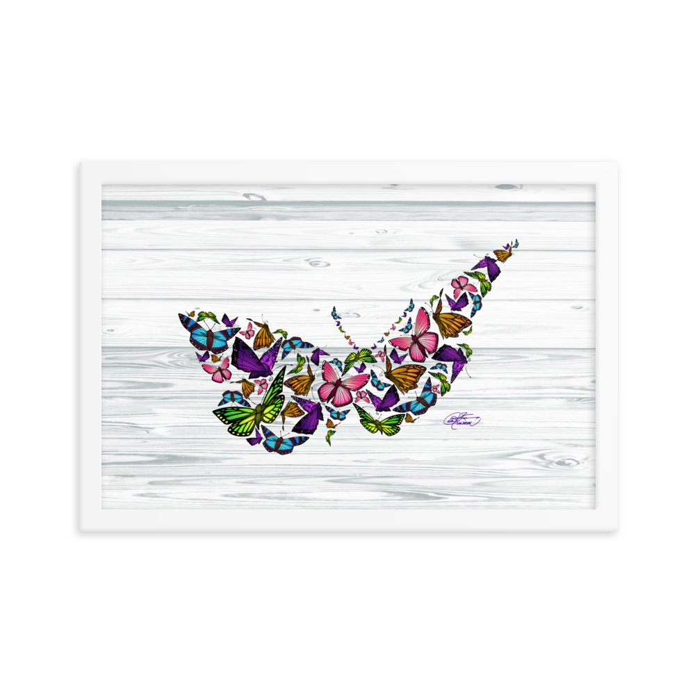 Framed Butterfly Collage Poster