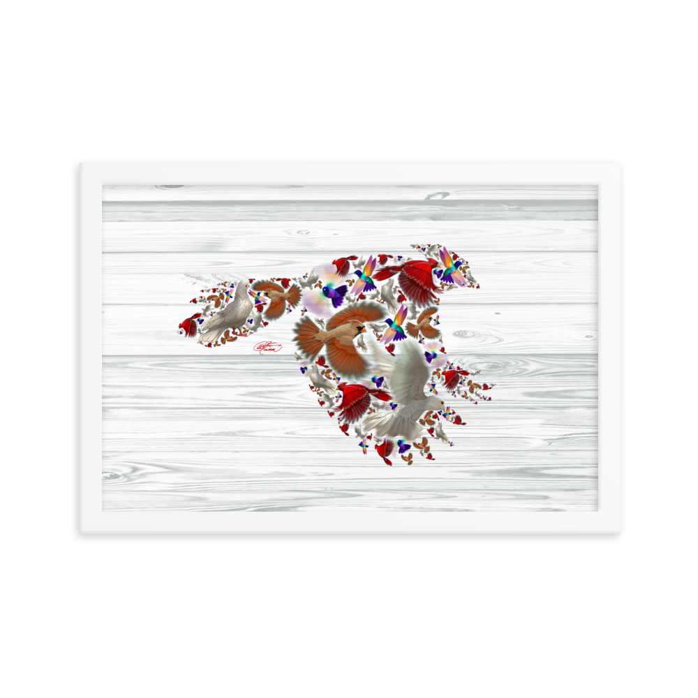 Framed Bird Collage Poster
