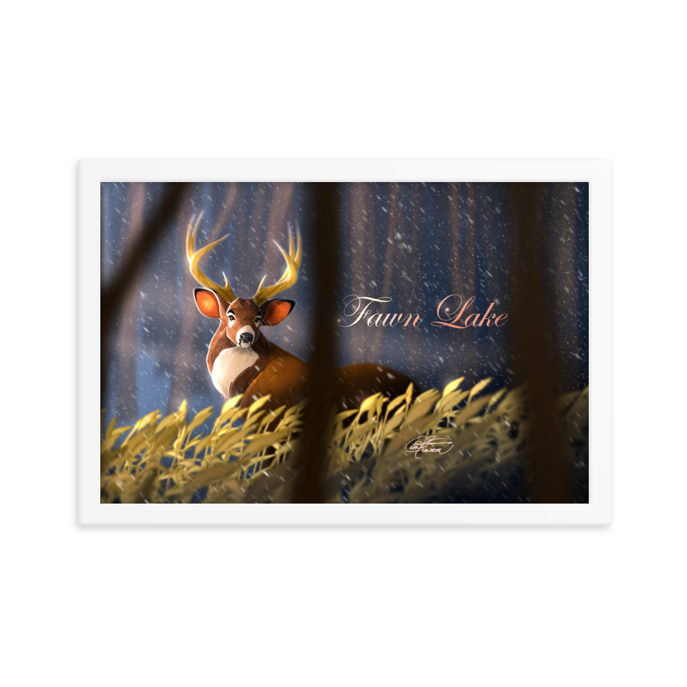 Framed Fawn Lake Poster