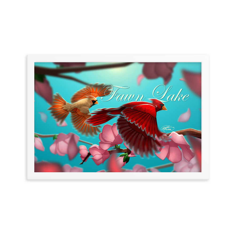 Framed Fawn Lake Cardinals Poster