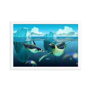 Framed Antarctic Penguins Poster