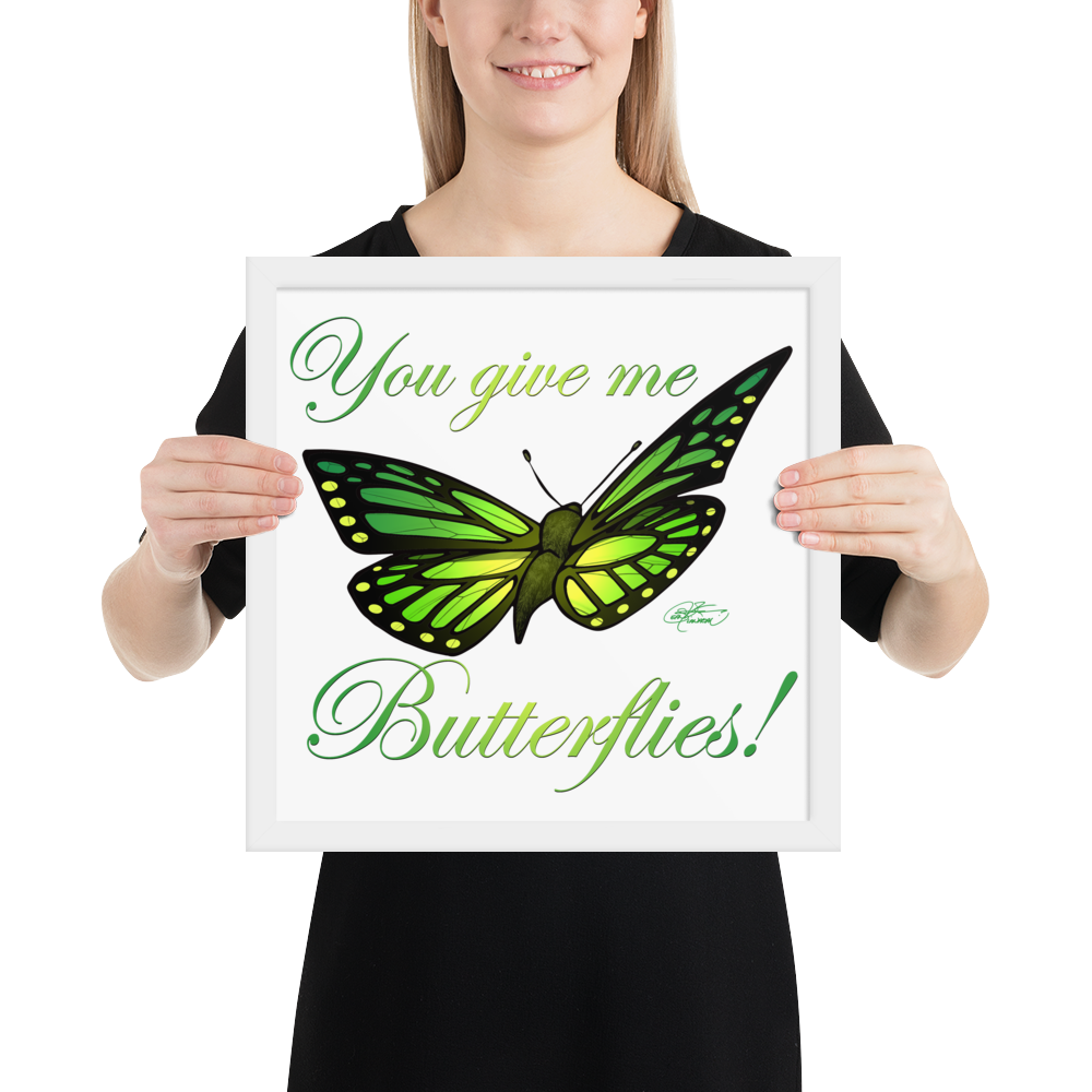 Framed Green Butterfly Poster