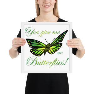 Framed Green Butterfly Poster