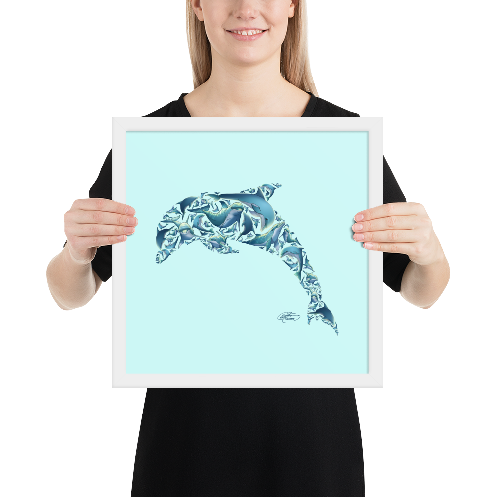 Framed Dolphin Collage Poster