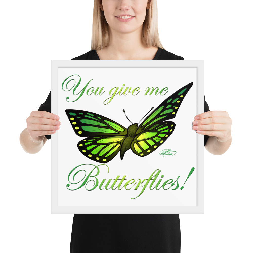 Framed Green Butterfly Poster