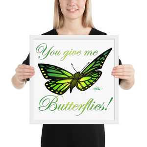Framed Green Butterfly Poster