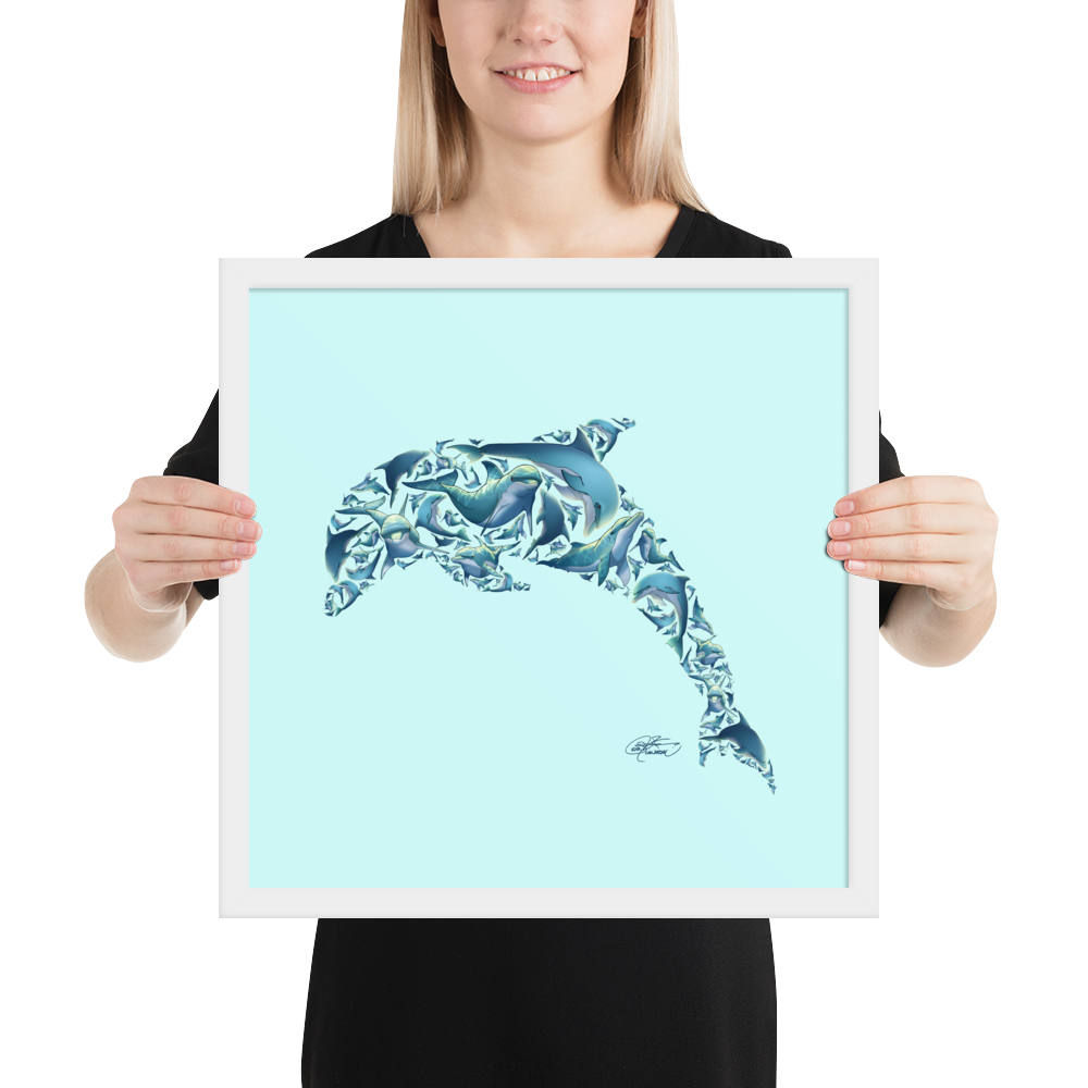 Framed Dolphin Collage Poster