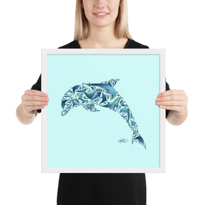 Framed Dolphin Collage Poster