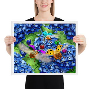 Framed Hydrangea Ladybug Poster