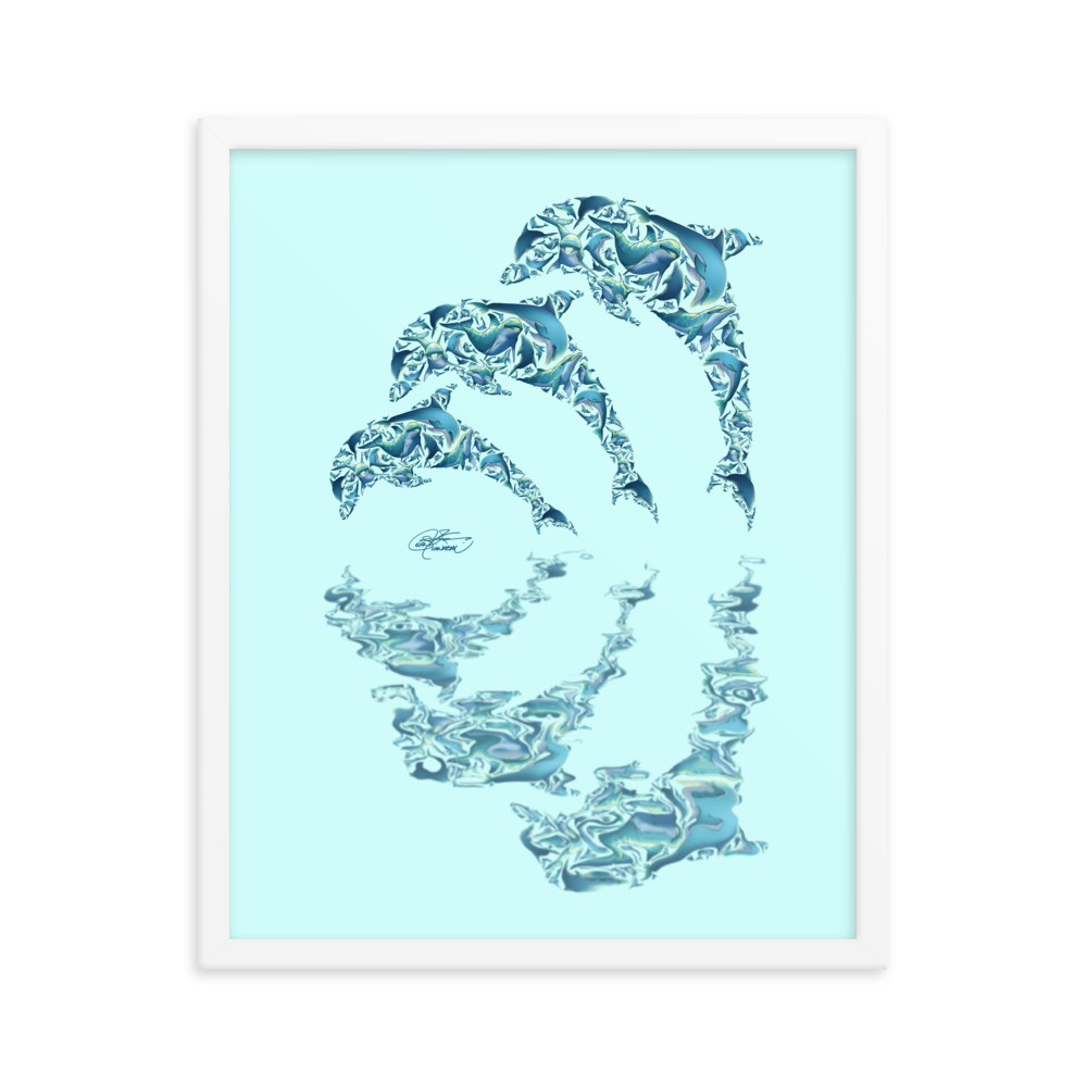 Framed Dolphin Collage Poster