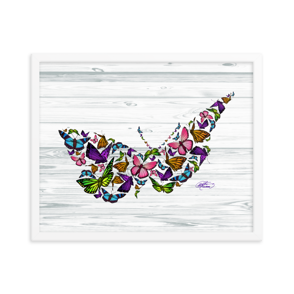 Framed Butterfly Collage Poster