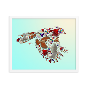 Framed Bird Collage Poster