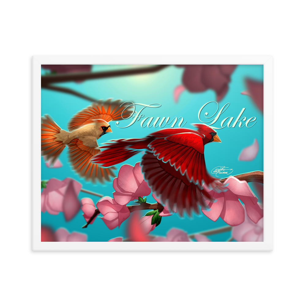 Framed Fawn Lake Cardinals Poster