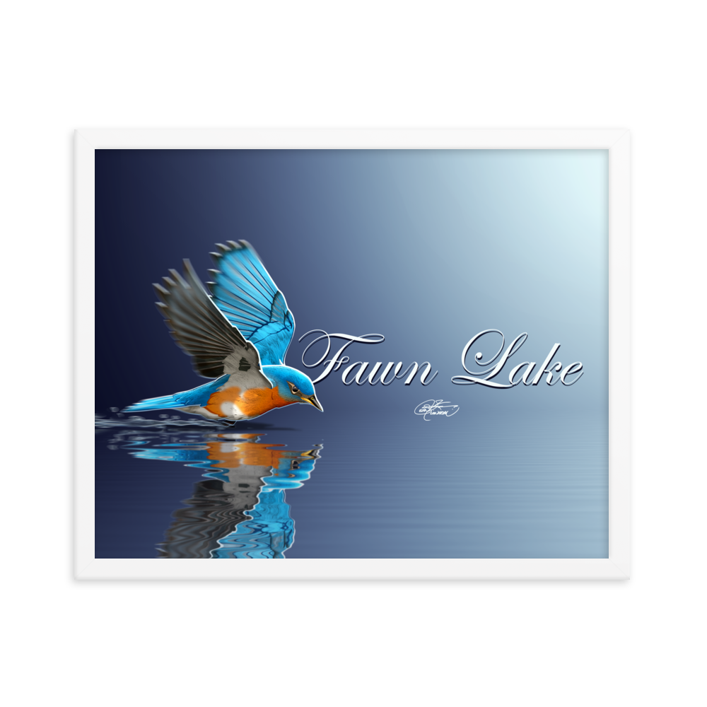 Framed Fawn Lake Bluebird Poster