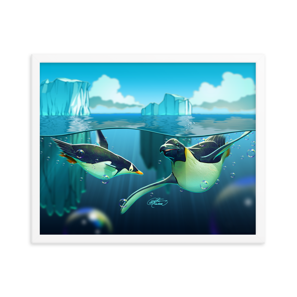 Framed Antarctic Penguins Poster