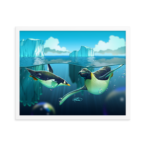 Framed Antarctic Penguins Poster
