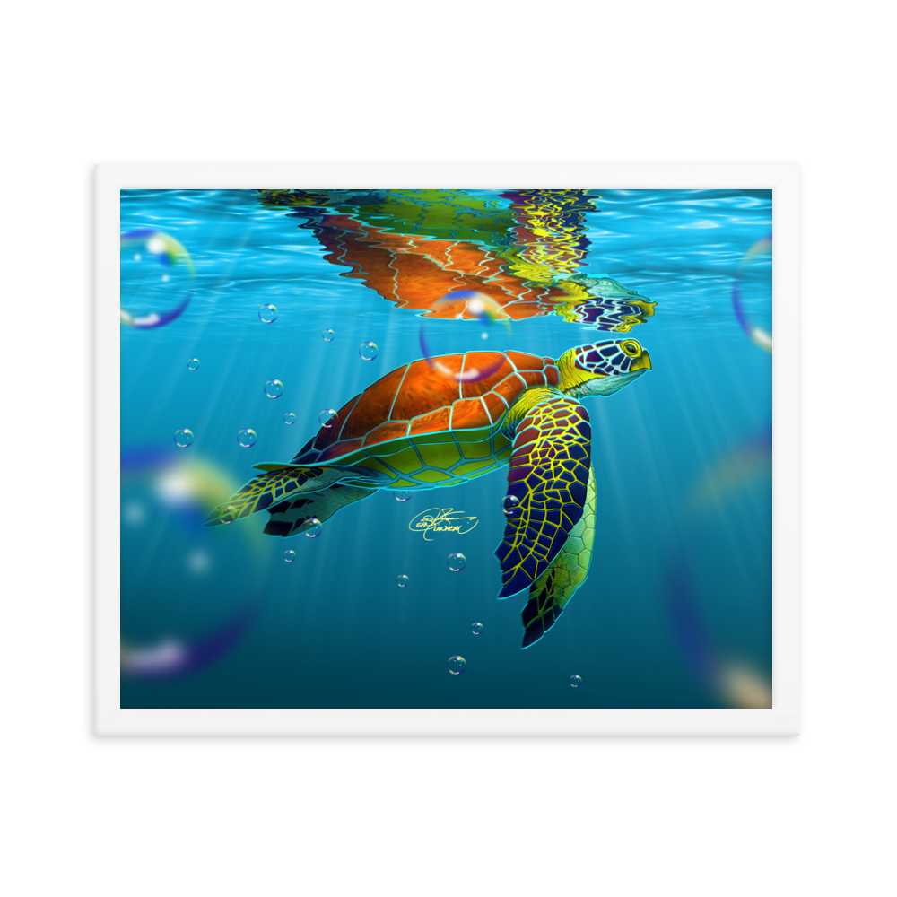 Framed Sea Turtle Poster