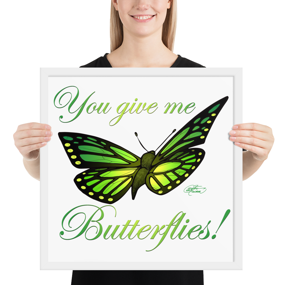 Framed Green Butterfly Poster