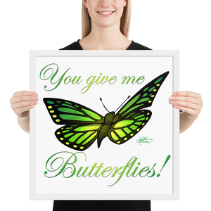 Framed Green Butterfly Poster