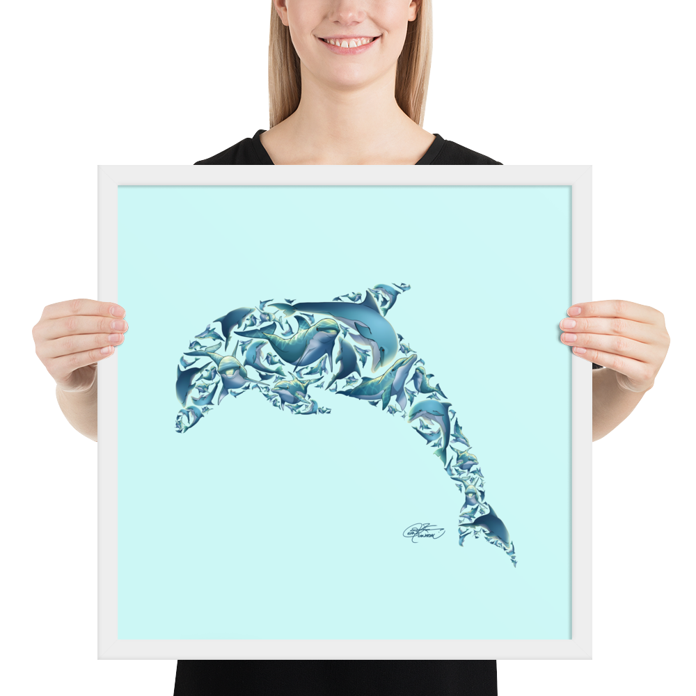 Framed Dolphin Collage Poster