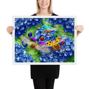 Framed Hydrangea Ladybug Poster