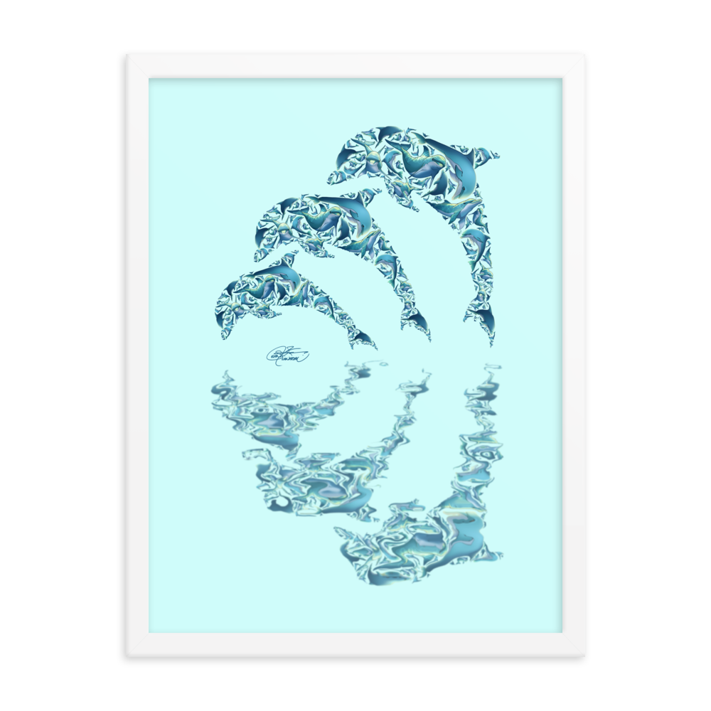 Framed Dolphin Collage Poster
