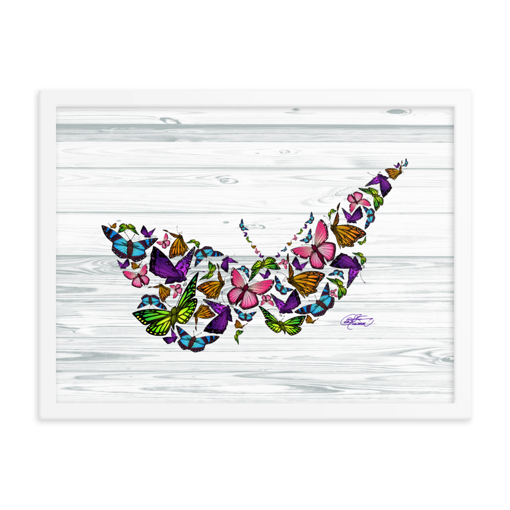 Framed Butterfly Collage Poster