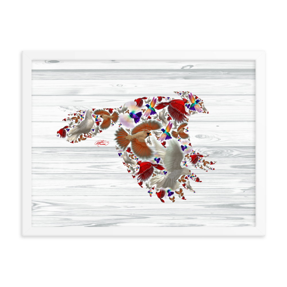 Framed Bird Collage Poster