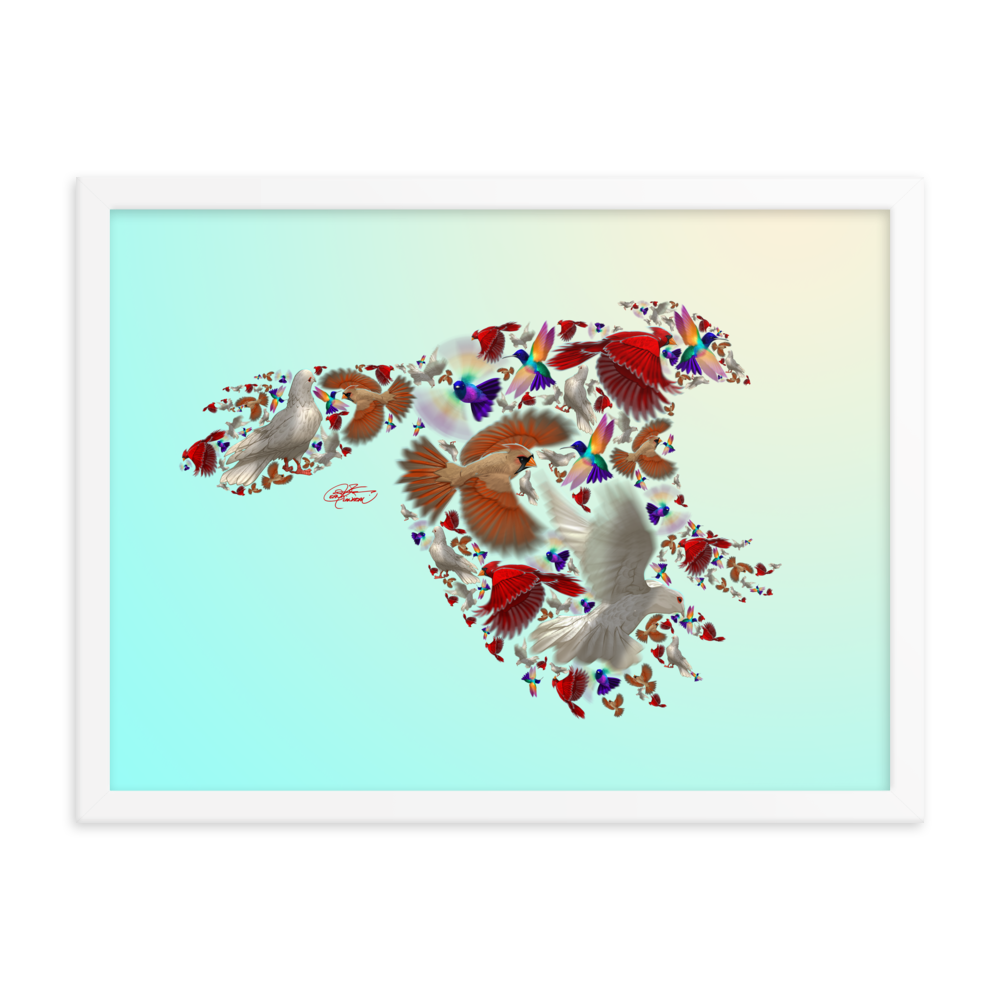 Framed Bird Collage Poster