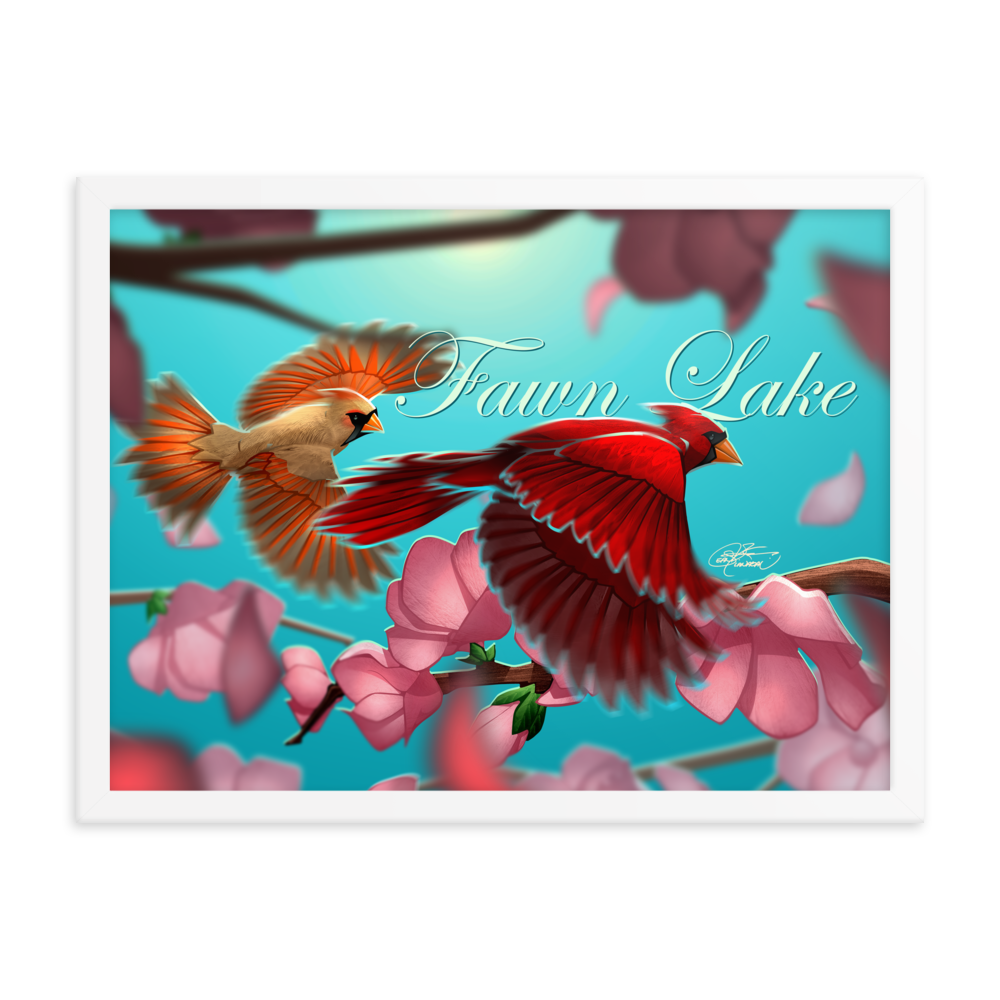 Framed Fawn Lake Cardinals Poster