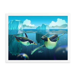 Framed Antarctic Penguins Poster