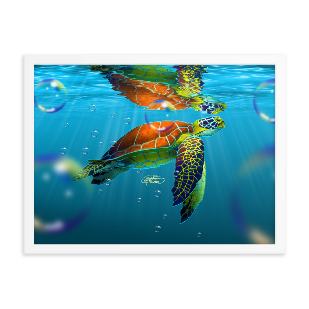 Framed Sea Turtle Poster