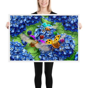 Framed Hydrangea Ladybug Poster