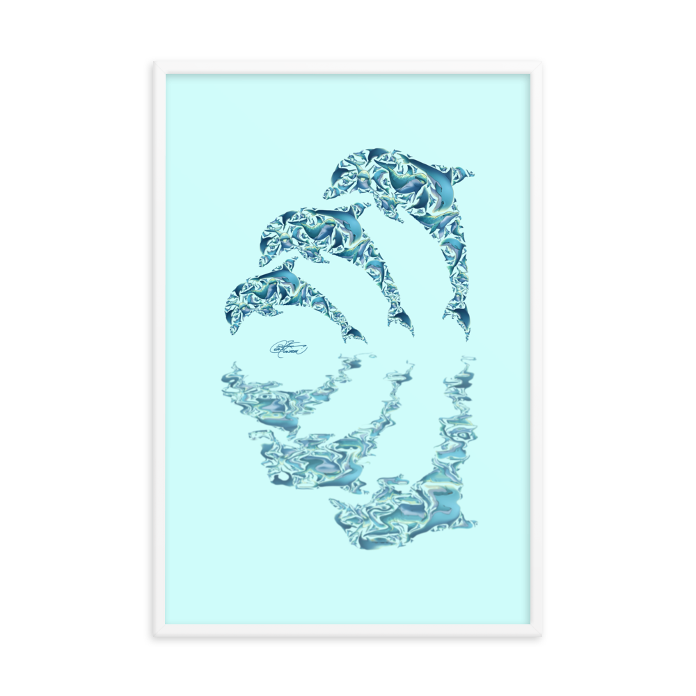 Framed Dolphin Collage Poster
