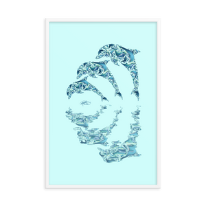 Framed Dolphin Collage Poster