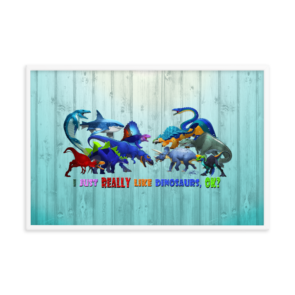 Framed Dinosaurs Poster