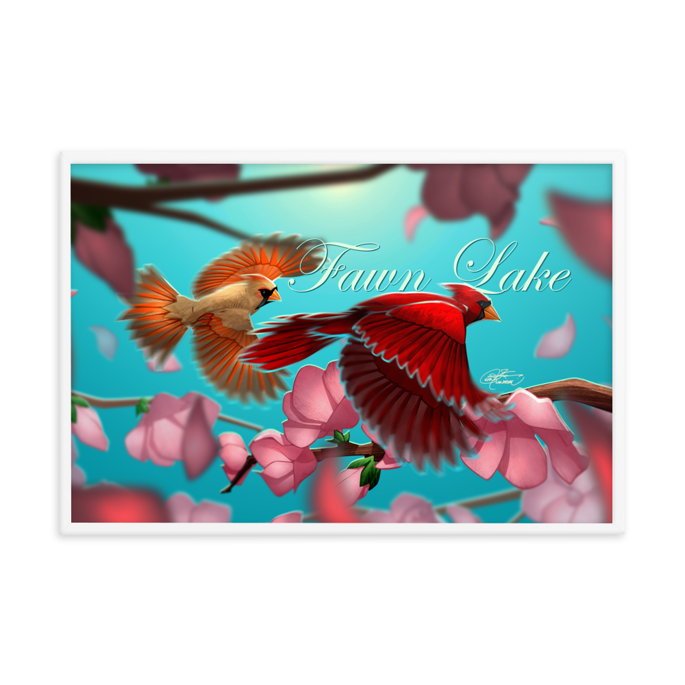 Framed Fawn Lake Cardinals Poster