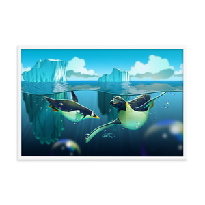 Framed Antarctic Penguins Poster