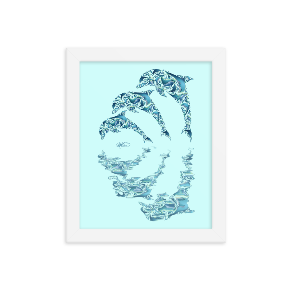 Framed Dolphin Collage Poster