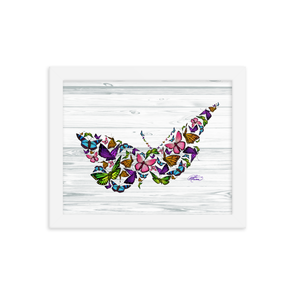 Framed Butterfly Collage Poster
