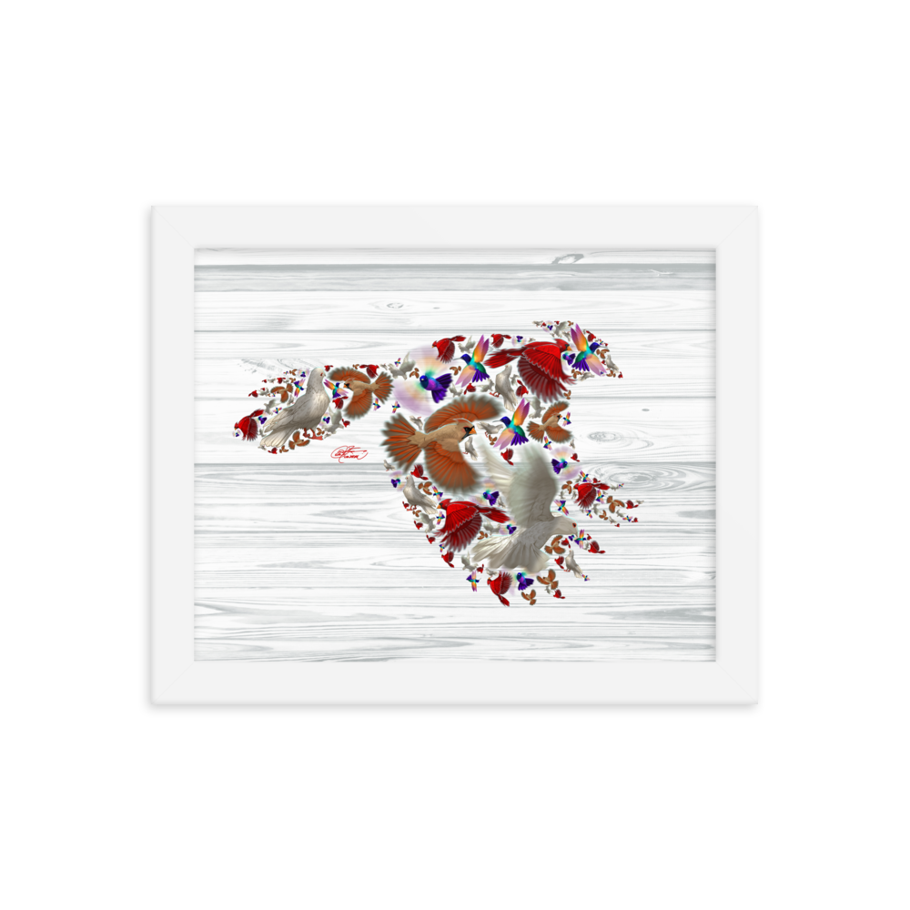 Framed Bird Collage Poster