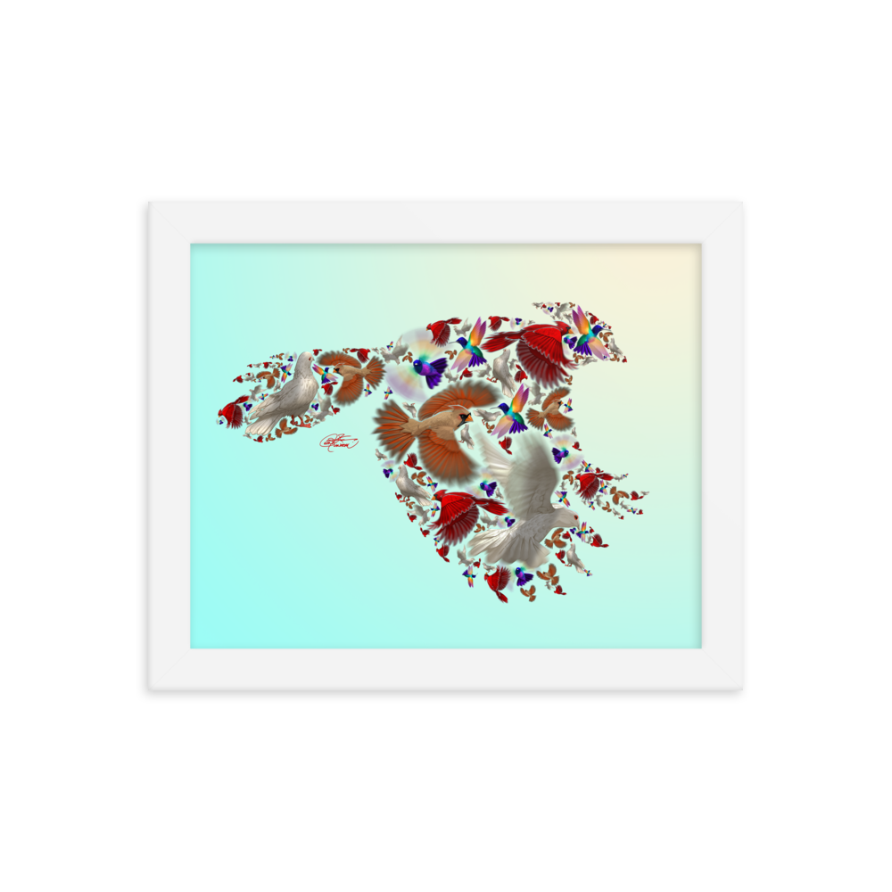 Framed Bird Collage Poster