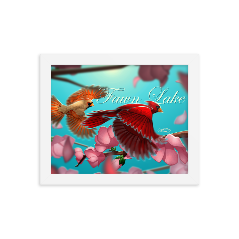 Framed Fawn Lake Cardinals Poster