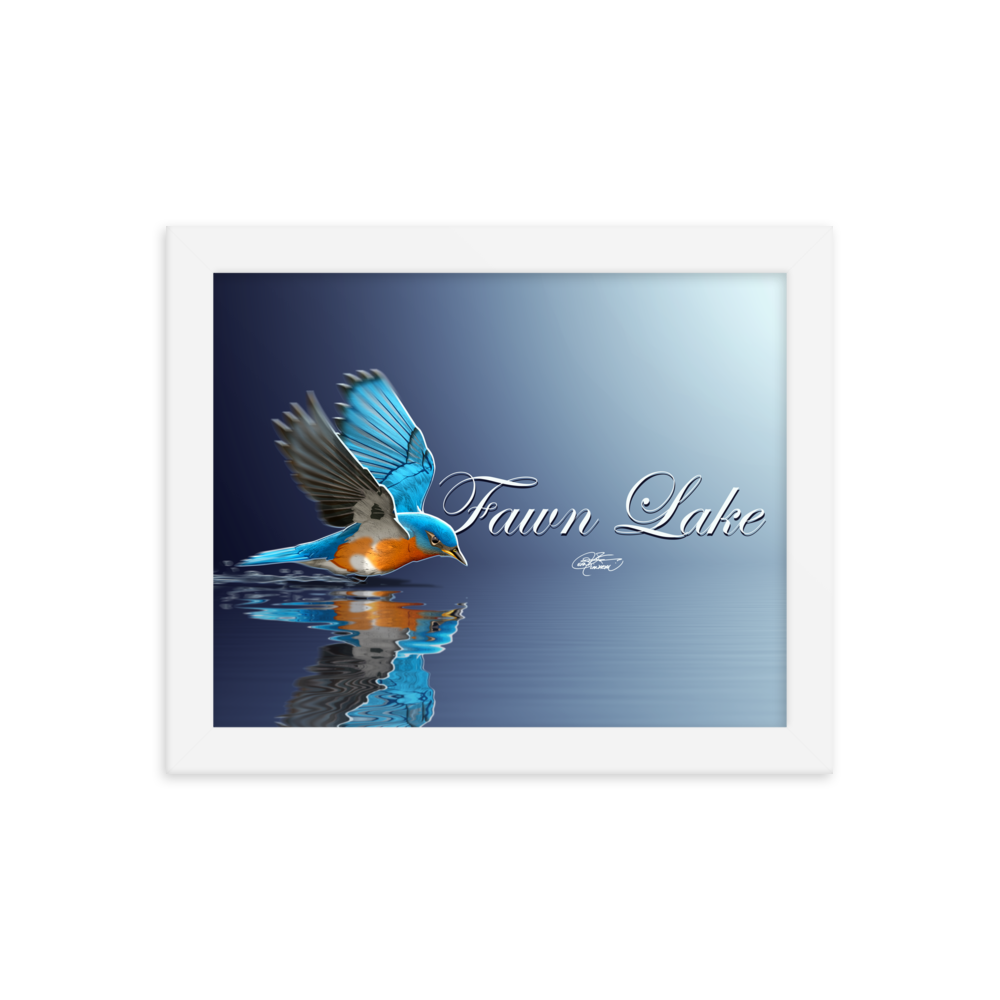 Framed Fawn Lake Bluebird Poster