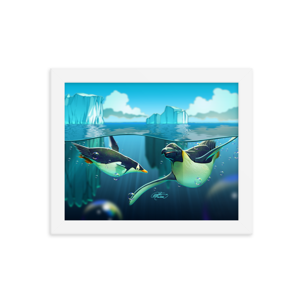 Framed Antarctic Penguins Poster