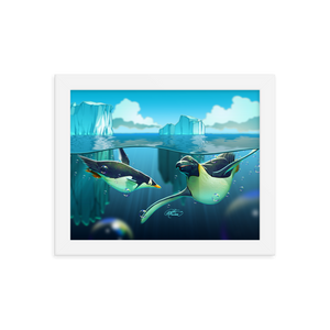 Framed Antarctic Penguins Poster