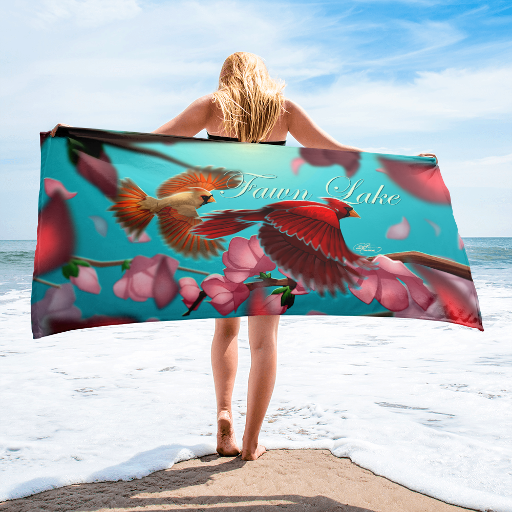 Fawn Lake Cardinals Beach Towel