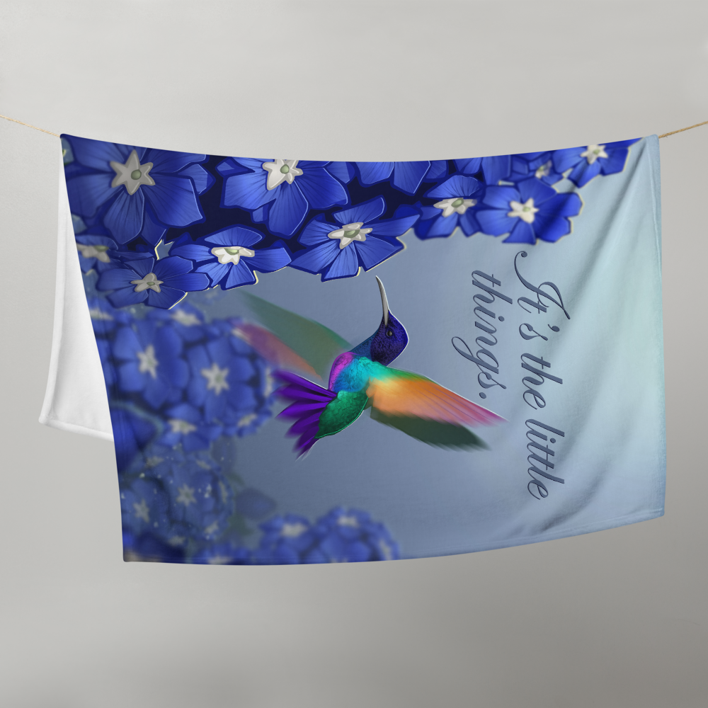 Hummingbirds & Delphiniums Throw Blanket