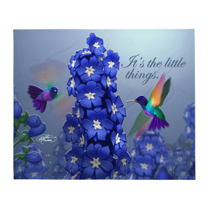 Hummingbirds & Delphiniums Throw Blanket